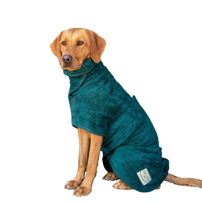 Coats - Ruff And Tumble Classic Dog Drying / Cooling Coat (Fabric Trim) - Bottle Green