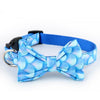 NV Bow Tie Collar Leash - Blue Pearls - Removable Bow Tie Blue Collar, Leash For Dogs