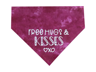 Dog Bandanas - Dog Bandana - Free Hugs & Kisses - Slip On Collar