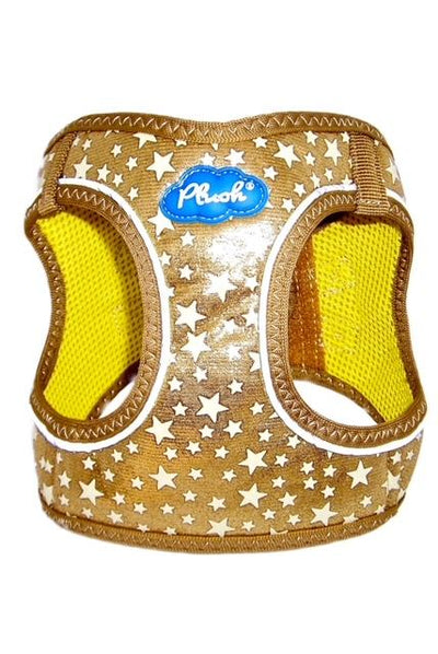 Glow Harness - Plush Step In Glitter GLOW Dog Harness (Gold) - Quick Release Patented Snap Button
