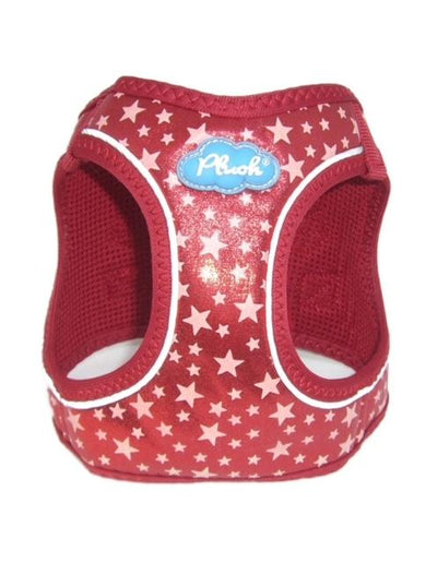 Glow Harness - Plush Step In Glitter GLOW Dog Harness (Red) - Quick Release Patented Snap Button